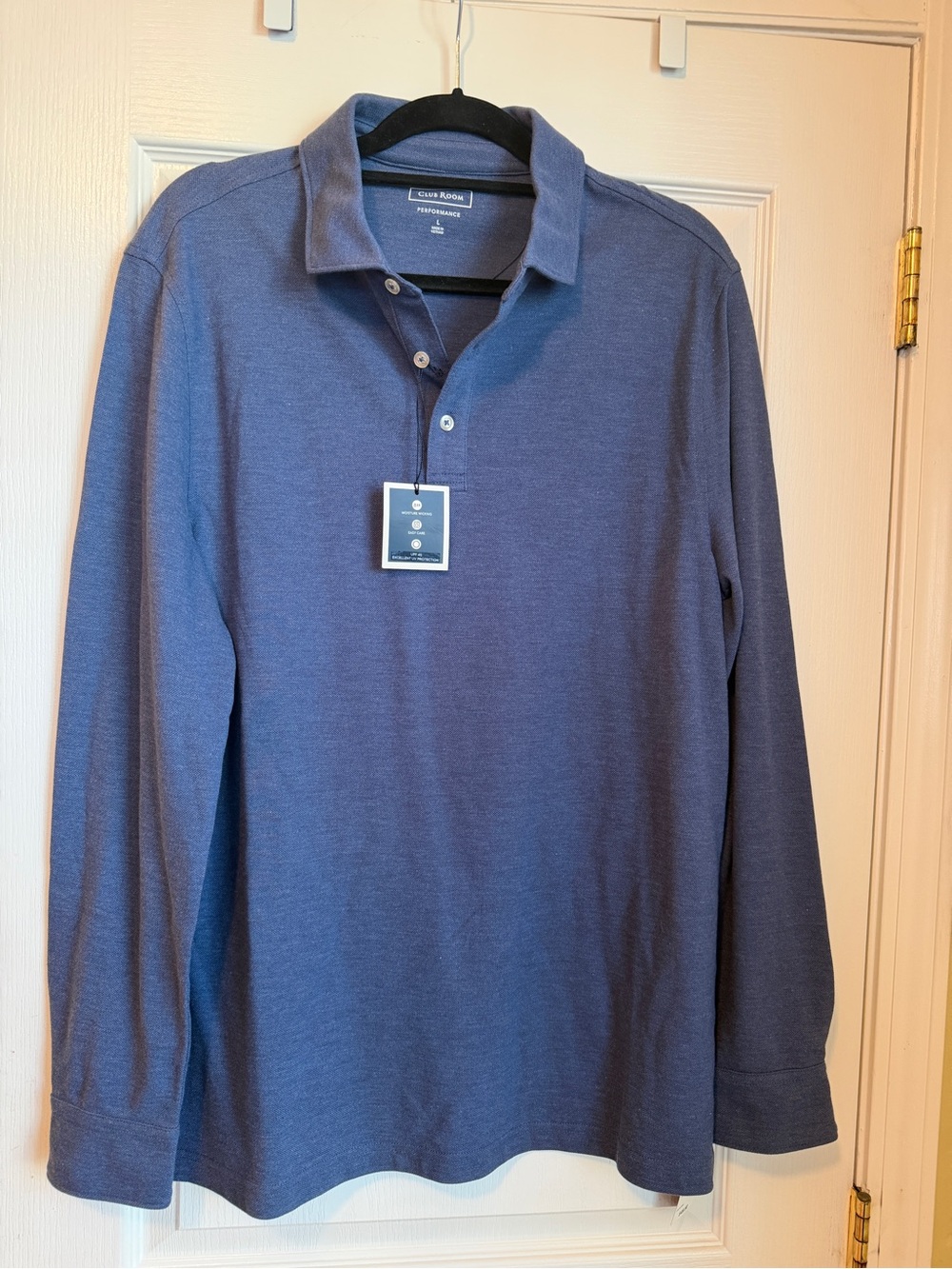 Club Room Men's Long-Sleeve Polo Shirt - Blue